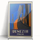 Retro Venice Travel Poster - Vintage Italy Gondola Wall Art