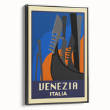 Retro Venice Travel Poster - Vintage Italy Gondola Wall Art