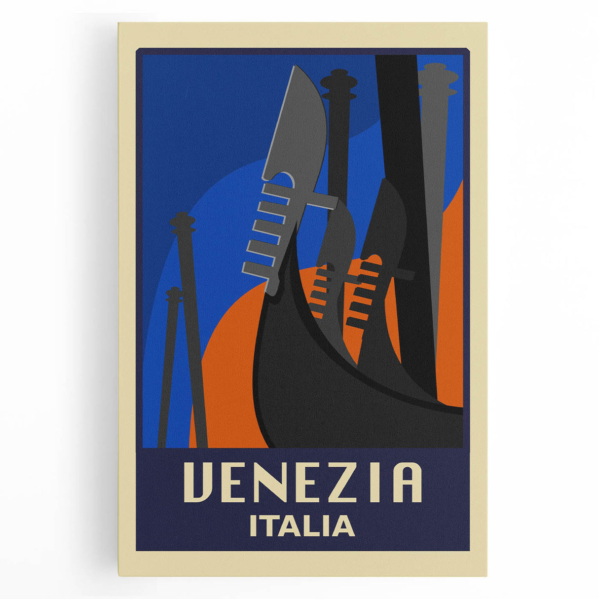 Retro Venice Travel Poster - Vintage Italy Gondola Wall Art
