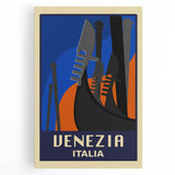 Retro Venice Travel Poster - Vintage Italy Gondola Wall Art