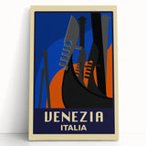 Retro Venice Travel Poster - Vintage Italy Gondola Wall Art