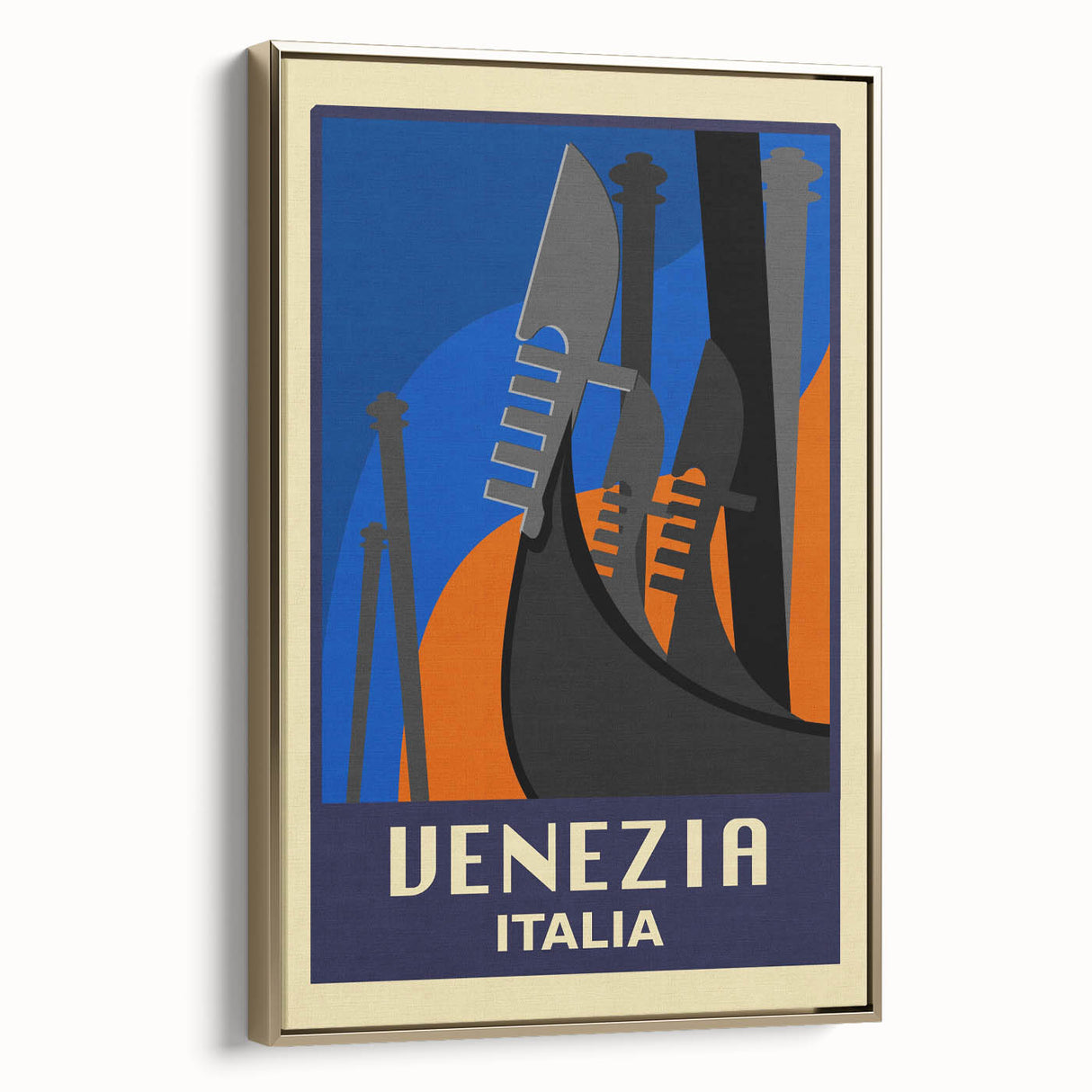 Retro Venice Travel Poster - Vintage Italy Gondola Wall Art