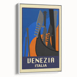 Retro Venice Travel Poster - Vintage Italy Gondola Wall Art