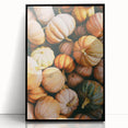 Large abstract wall art featuring autumnal shades on acrylic, framed in black, suitable for modern living room decor.