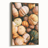 Framed canvas featuring a vintage landscape painting of autumn trees in gold and black, ideal for bedroom wall art.