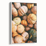 Vintage poster art of autumn trees on a framed canvas, featuring earth tones, ideal for living room decor.