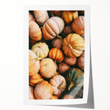 Autumn-themed floral art on rolled print, featuring warm orange and red tones; ideal for art wall dining room.