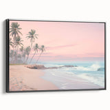 Black and white vintage poster art of a summer landscape on framed canvas, ideal for bedroom decor.