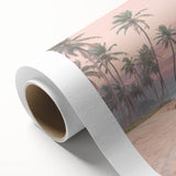 Art deco poster of a summer scene on rolled canvas, with pastel shades, ideal for nursery wall art.