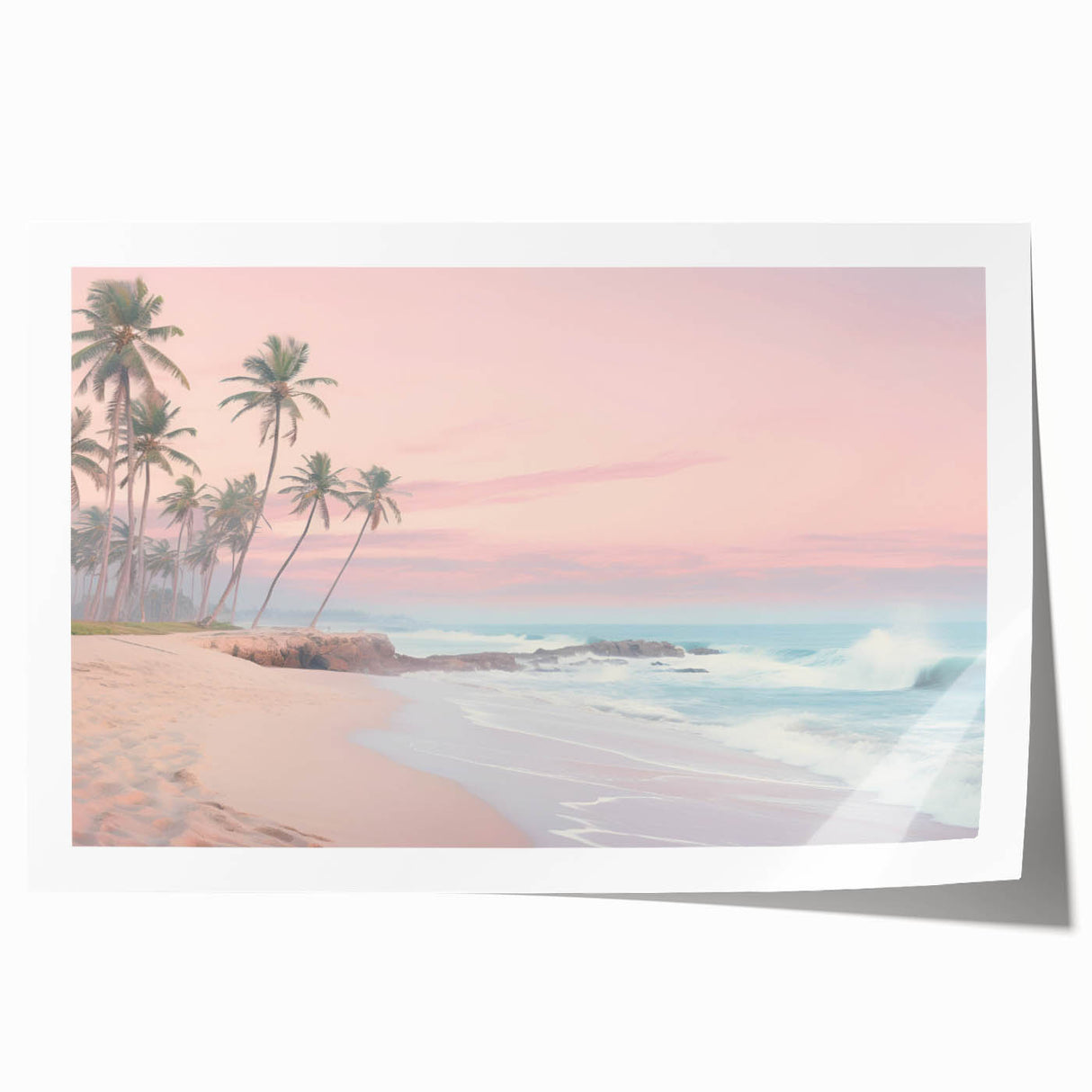 Extra large rolled canvas featuring a floral design in pastel shades, suitable for dining room or bathroom wall art.