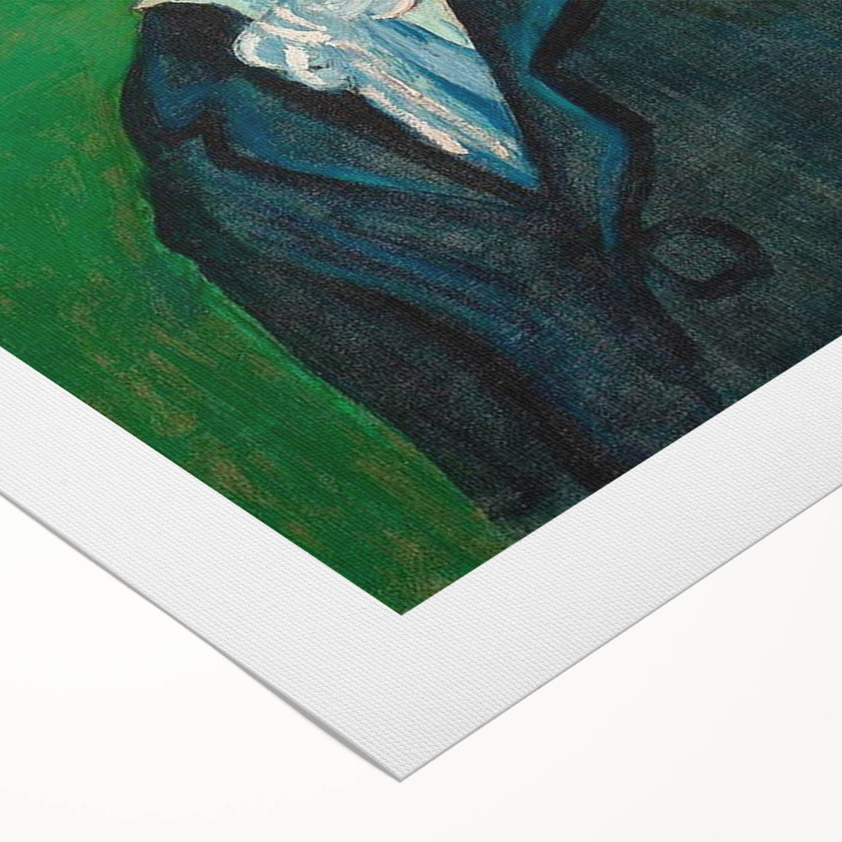 Art deco poster featuring a Van Gogh scene in pastel shades on a rolled canvas, suitable for dining room decor.