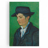 Black and white stretched canvas featuring a large Van Gogh print, ideal for kitchen wall art or bedroom decor.