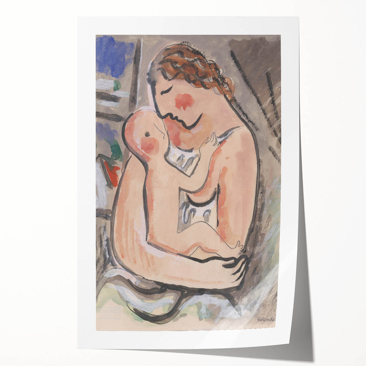 Modern Wall Art - Mother with a Child by Mikuláš Galanda