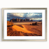 Framed landscape print showcasing majestic cliffs in a silver frame with a white mat, ideal for home decor and nature enthusiasts. Perfect for enhancing living spaces and creating a serene ambiance.