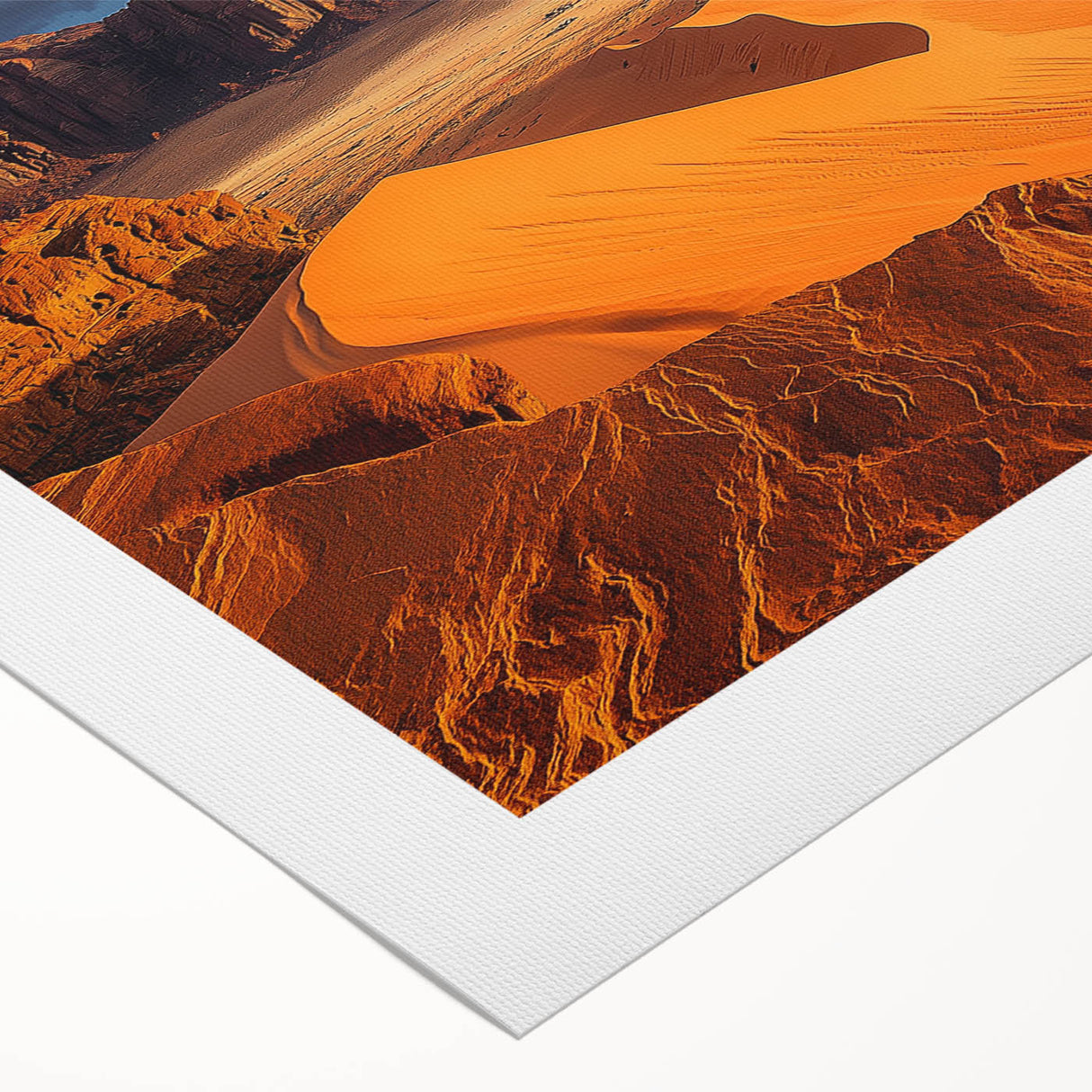 Vibrant rolled canvas artwork depicting majestic cliffs and landscapes, showcasing natural beauty with rich colors, ideal for home decor. Packaged securely in a cardboard tube for safe shipping.