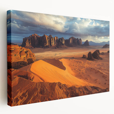 Stretched canvas artwork depicting a breathtaking view of cliffs and landscapes, showcasing vibrant colors and natural textures, perfect for enhancing home decor.