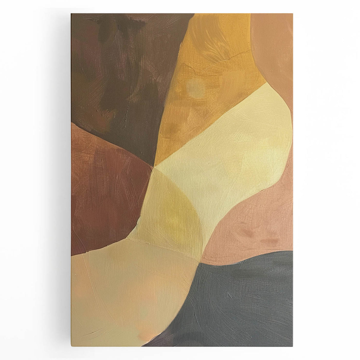 Modern Dining Room Wall Art - Abstract Brown & Gold Canvas Print