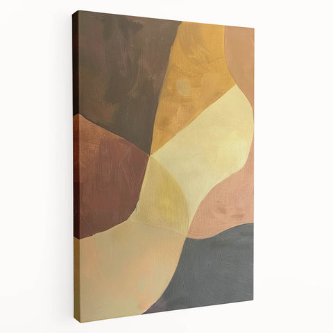 Modern Dining Room Wall Art - Abstract Brown & Gold Canvas Print