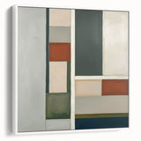 Modern Geometric Living Room Wall Art – Olive Green & Rust Canvas