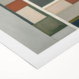 Modern Geometric Living Room Wall Art – Olive Green & Rust Canvas