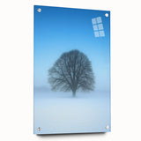 Solitary Tree Office Wall Art – Minimalist Winter Landscape Décor