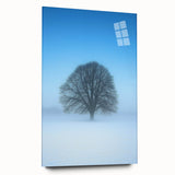 Solitary Tree Office Wall Art – Minimalist Winter Landscape Décor