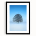 Solitary Tree Office Wall Art – Minimalist Winter Landscape Décor