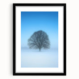 Solitary Tree Office Wall Art – Minimalist Winter Landscape Décor