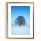 Solitary Tree Office Wall Art – Minimalist Winter Landscape Décor