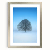 Solitary Tree Office Wall Art – Minimalist Winter Landscape Décor