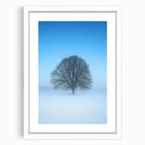 Solitary Tree Office Wall Art – Minimalist Winter Landscape Décor