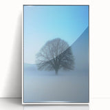 Solitary Tree Office Wall Art – Minimalist Winter Landscape Décor