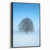 Solitary Tree Office Wall Art – Minimalist Winter Landscape Décor