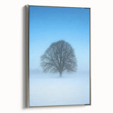 Solitary Tree Office Wall Art – Minimalist Winter Landscape Décor