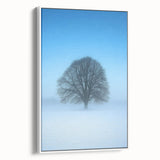 Solitary Tree Office Wall Art – Minimalist Winter Landscape Décor