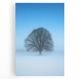 Solitary Tree Office Wall Art – Minimalist Winter Landscape Décor