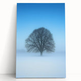 Solitary Tree Office Wall Art – Minimalist Winter Landscape Décor
