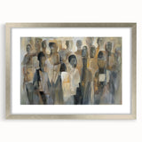 Abstract figurative frame in silver with a mat, showcasing a modern artistic design. The front view highlights the sleek lines and contemporary style, perfect for elevating home decor.