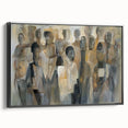 Framed abstract figurative canvas artwork featuring a black side view, showcasing modern aesthetic with intricate details, perfect for contemporary home decor.
