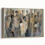 Framed abstract figurative canvas art in gold with a modern design, showcasing elegant curves and a textured finish, ideal for contemporary home decor.