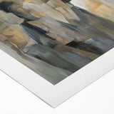 Abstract figurative artwork on rolled canvas, showcasing vibrant colors and dynamic shapes, elegantly packaged in a protective cardboard tube for easy display.