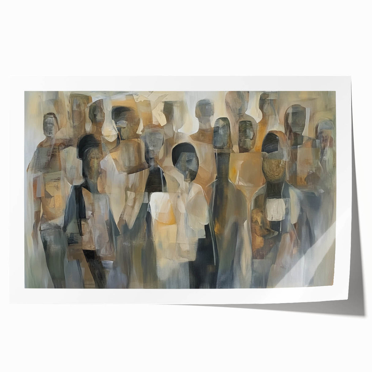 Abstract figurative art print showcasing vibrant colors and dynamic shapes, rolled and ready for display. Perfect for modern home decor, emphasizing creativity and artistic expression.