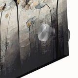 Close-up of vibrant abstract floral wall art design printed on acrylic glass, showcasing intricate details and rich colors, perfect for modern home decor.