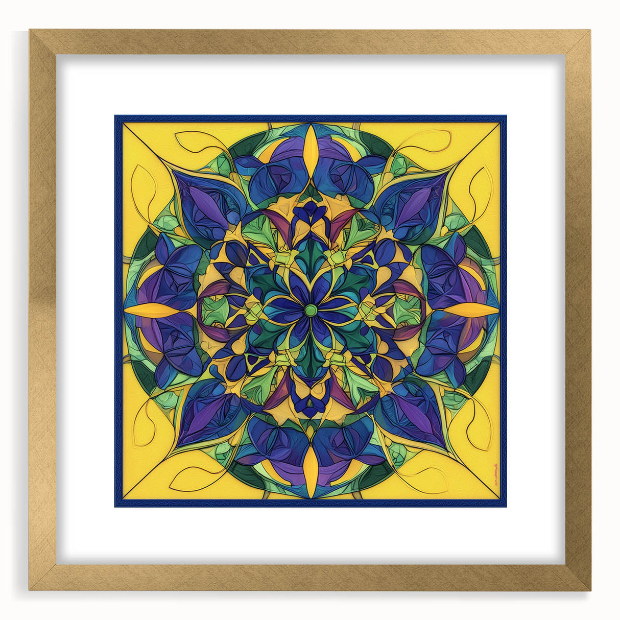 Abstract geometric frame with a gold matte finish, showcasing a modern design, ideal for contemporary home decor and art display. Perfect for adding elegance to any space.