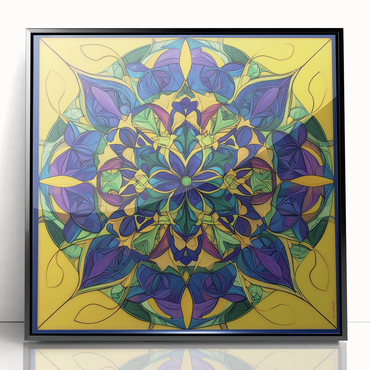 Framed abstract geometric wall art in black acrylic, showcasing sharp angles and modern design. Ideal for contemporary decor, enhancing stylish interiors.