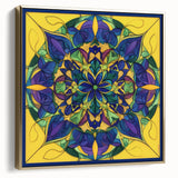 Framed abstract geometric canvas artwork in silver and gold tones, showcasing modern design elements, perfect for contemporary home decor and wall styling.