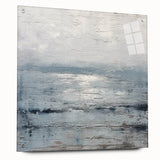 Abstract landscape wall art displayed in a side view, showcasing vibrant colors and a glossy acrylic finish, mounted with decorative pins for an artistic touch.