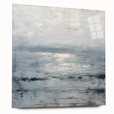 Abstract landscape wall art displayed in a side view, showcasing vibrant colors and fluid shapes, printed on acrylic glass for a modern aesthetic. Perfect for contemporary home decor.