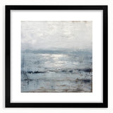 Abstract landscape wall art framed with a black mat, showcasing vibrant colors and fluid shapes that evoke tranquility, perfect for modern home decor.