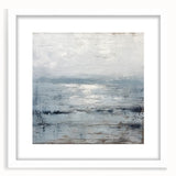 Abstract landscape wall art in a white frame with a mat, showcasing vibrant colors and dynamic shapes, perfect for modern home decor.